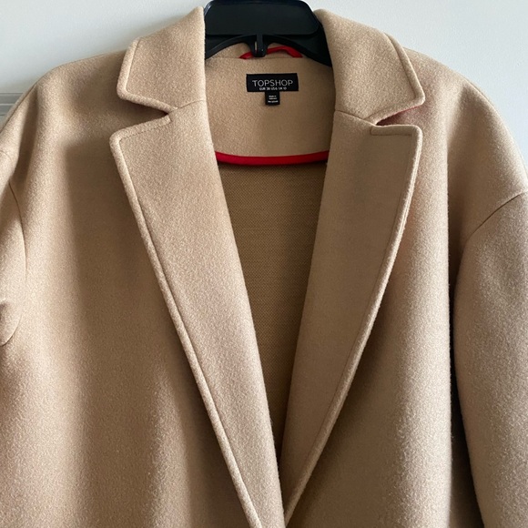 TOPSHOP Lily Notch-collar,  3/4 Camel Coat Size 6. - Picture 2 of 8